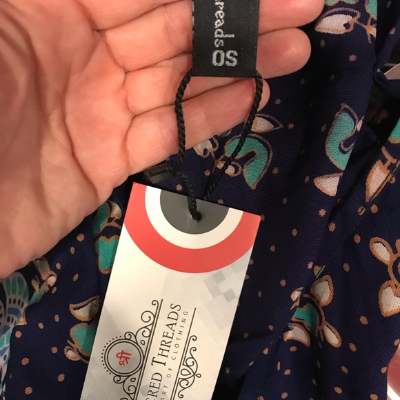 Sacred Threads Onesize Blouse.   220163.   BL/GR - Picture 4 of 5